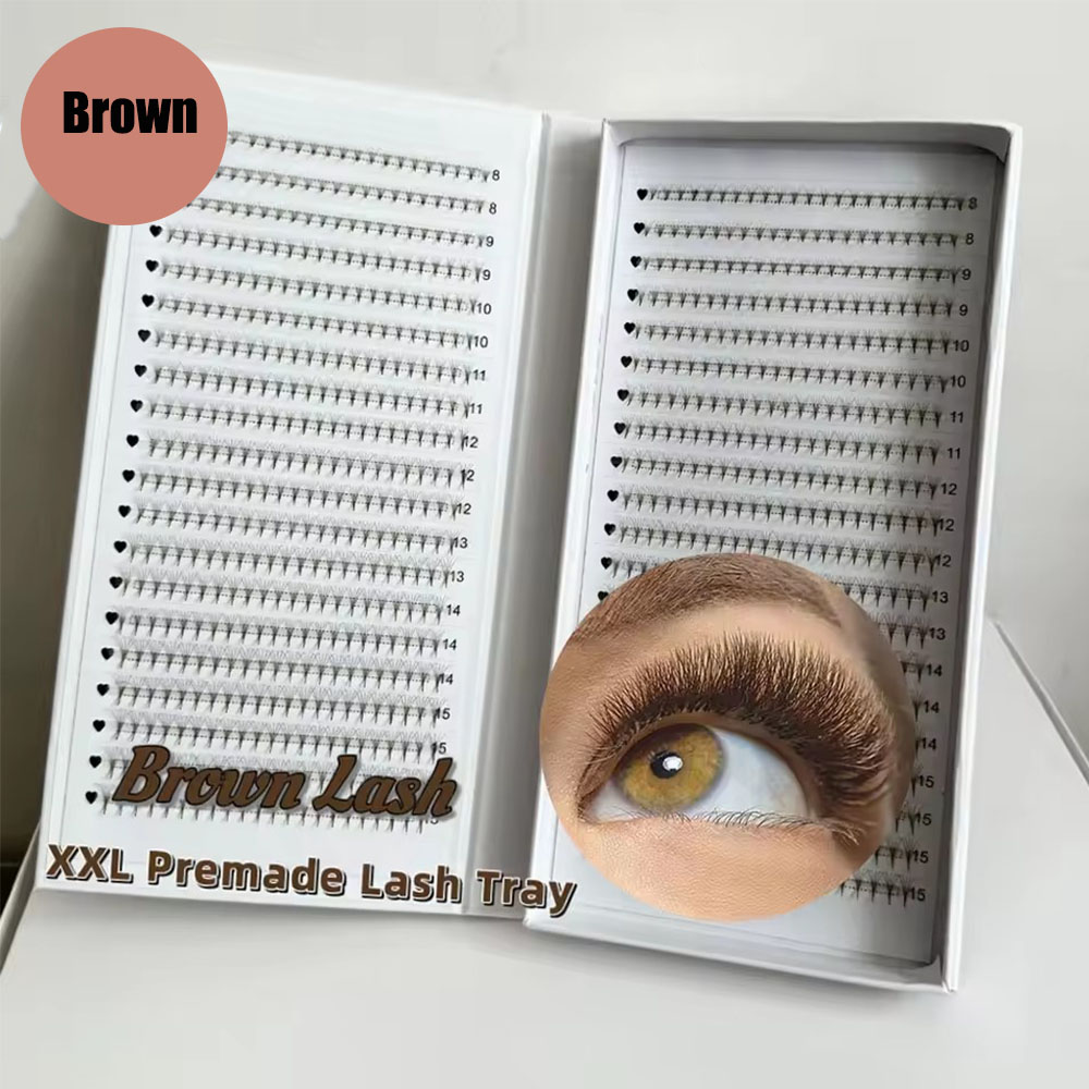 Eyelash Extension Hybrid - 1200Fans 3D 8D 5D Brown Colored