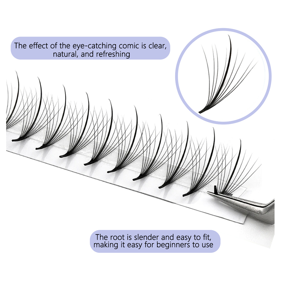 Aguud 3D 5D 7D 9D Wispy Prefab - Eyelash Extension Hybrid recension och pris
