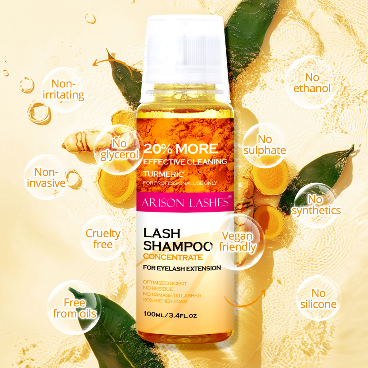 ARISON 100ml Lash Shampoo Conc - Eyelash Extension Foam Cleanser recension och pris
