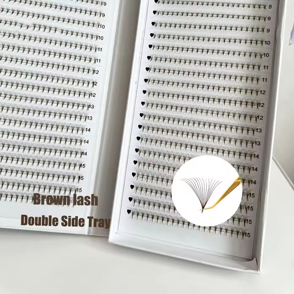 1200Fans 3D 8D 5D Brown Colore - Eyelash Extension Hybrid recension och pris